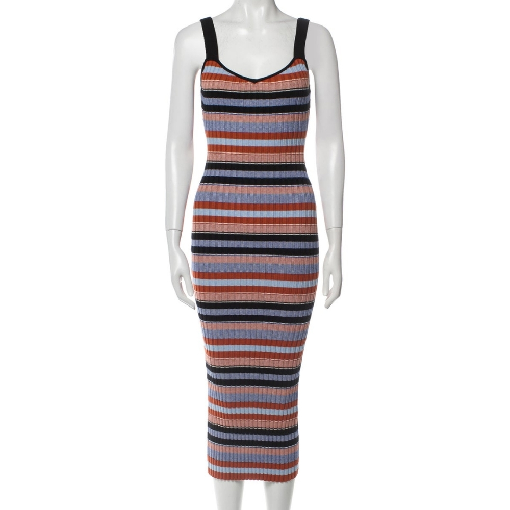 🎈RONNY KOBO Striped Bodycon Midi Knit Dress